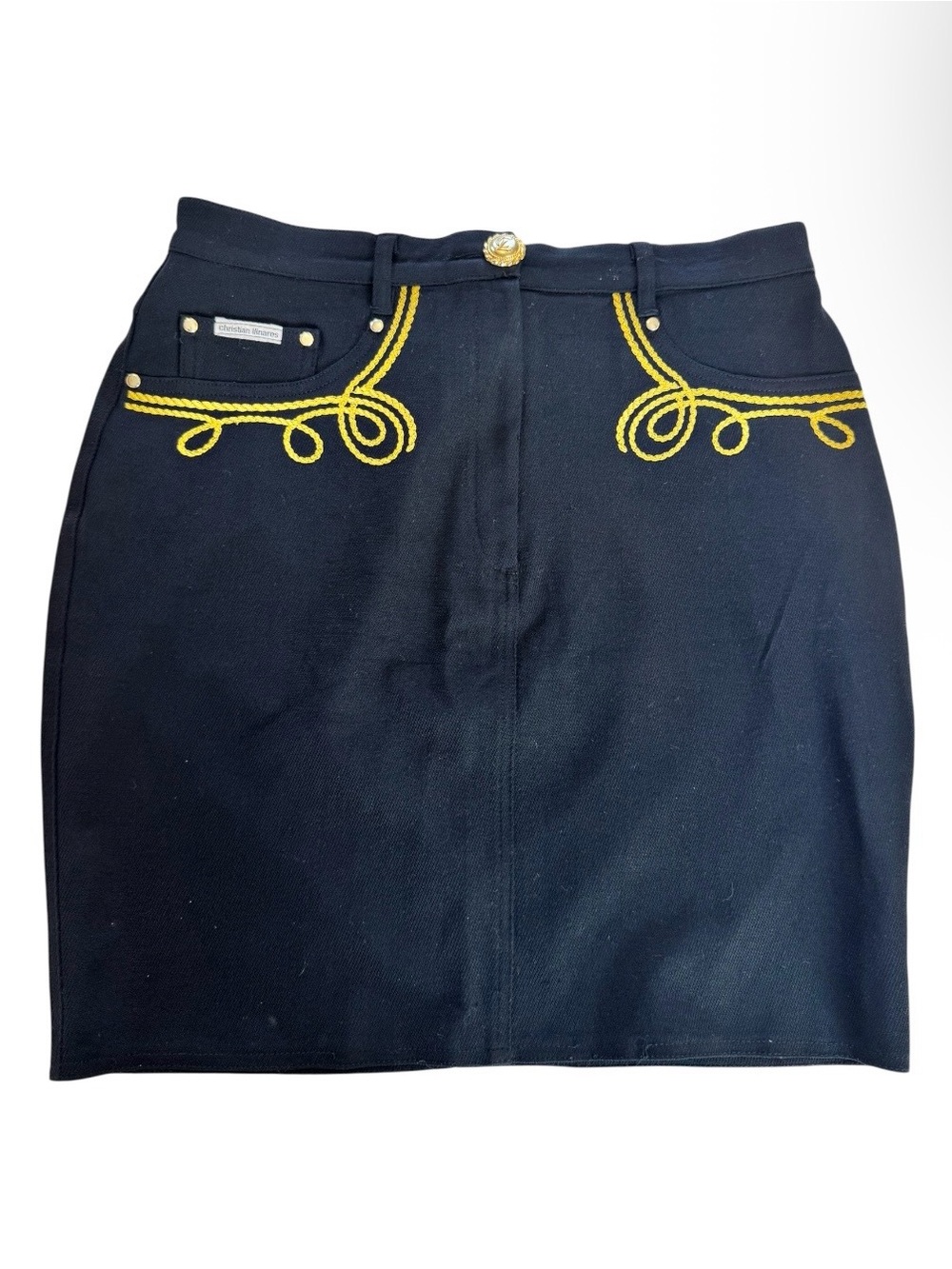 VTG Christian Llinares Wool Mini Skirt Western Embroidery France - EU 44 / US L